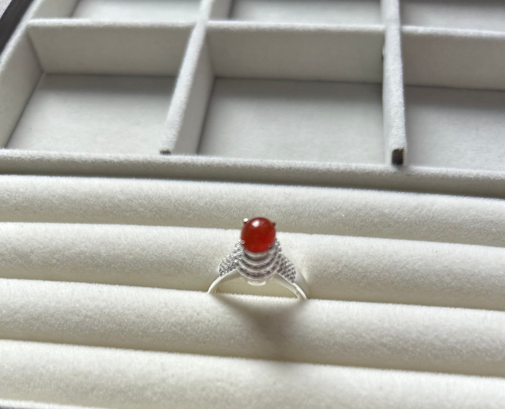 Certified Burmese Jadeite Type A | Icy Red Jade Cabochon | Temporary Setting