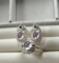 Certified Natural Icy Jadeite Type A Cabochon + Earring Set, with Temporary Setting