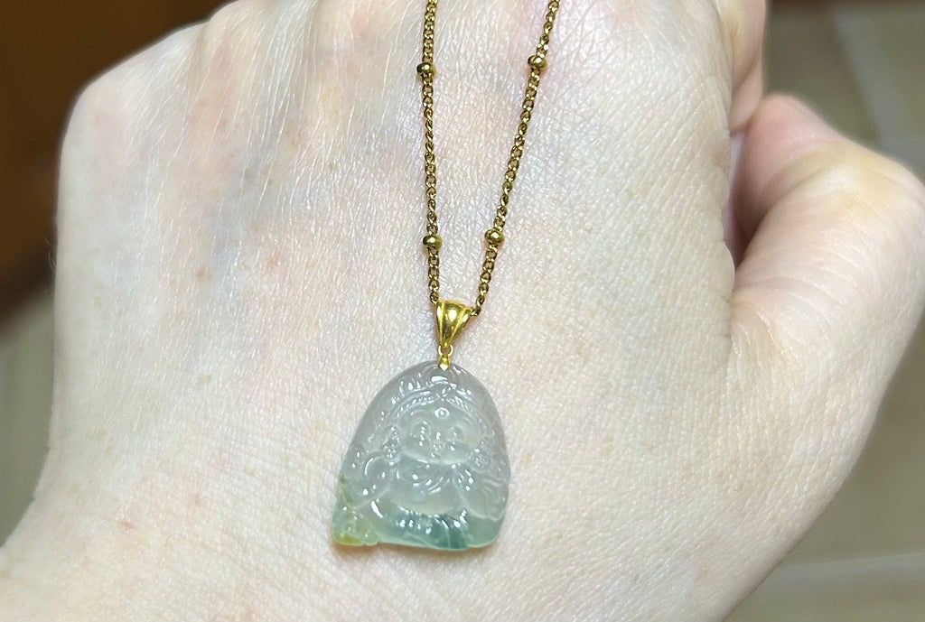 Certified Burmese Jadeite Type A | Icy Green and Yellow Baby Tara Jade Pendant with 18K Gold Bail