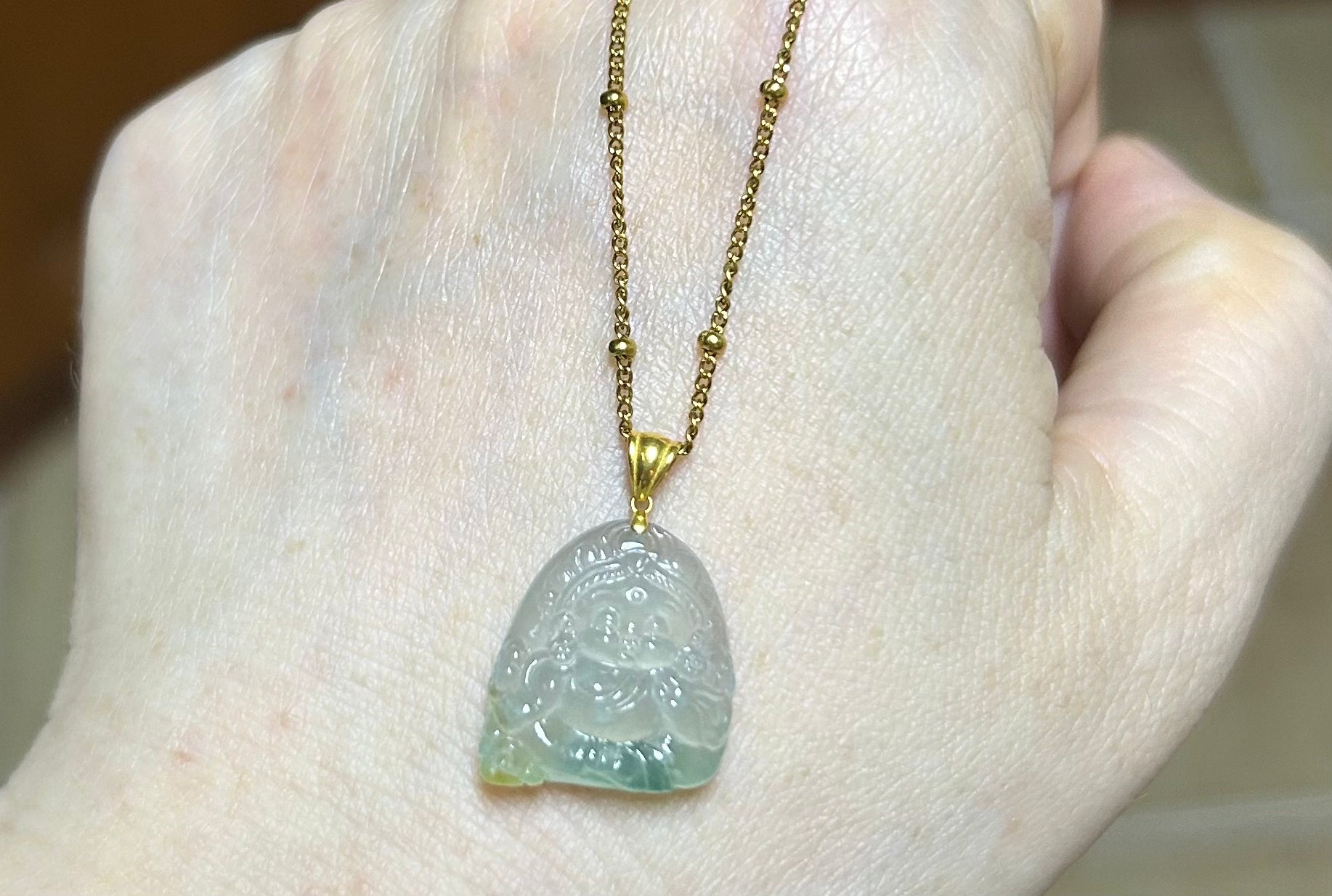 Certified Burmese Jadeite Type A | Icy Green and Yellow Baby Tara Jade Pendant with 18K Gold Bail