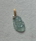 Certified Burmese Jadeite Type A Little Fairy Pendant with 18K gold clasp, genuine diamonds and pearl