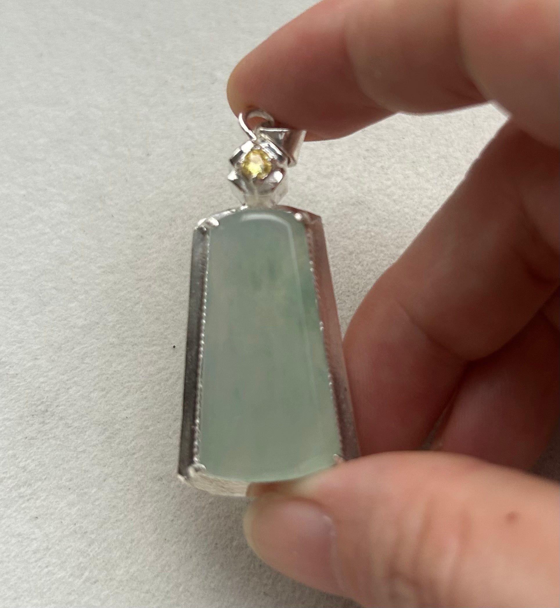 Certified Burmese Jadeite Type A Icy Green Blank Peace Pendant