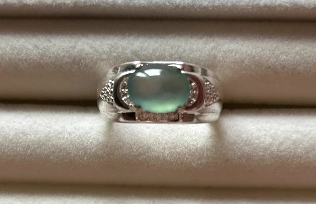 Certified Burmese Natural Jadeite Type A Icy Blue Cabochon