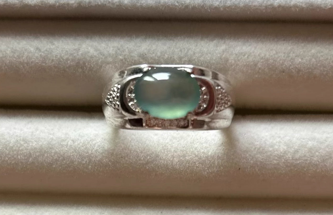 Certified Burmese Natural Jadeite Type A Icy Blue Cabochon
