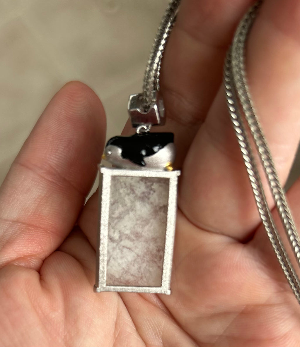 Certified Burmese Jadeite Type A | Icy White Penguin Jadeite Pendant