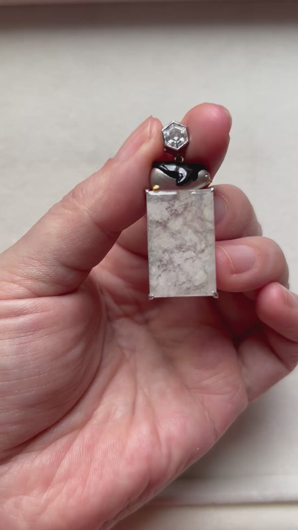 Certified Burmese Jadeite Type A | Icy White Penguin Jadeite Pendant