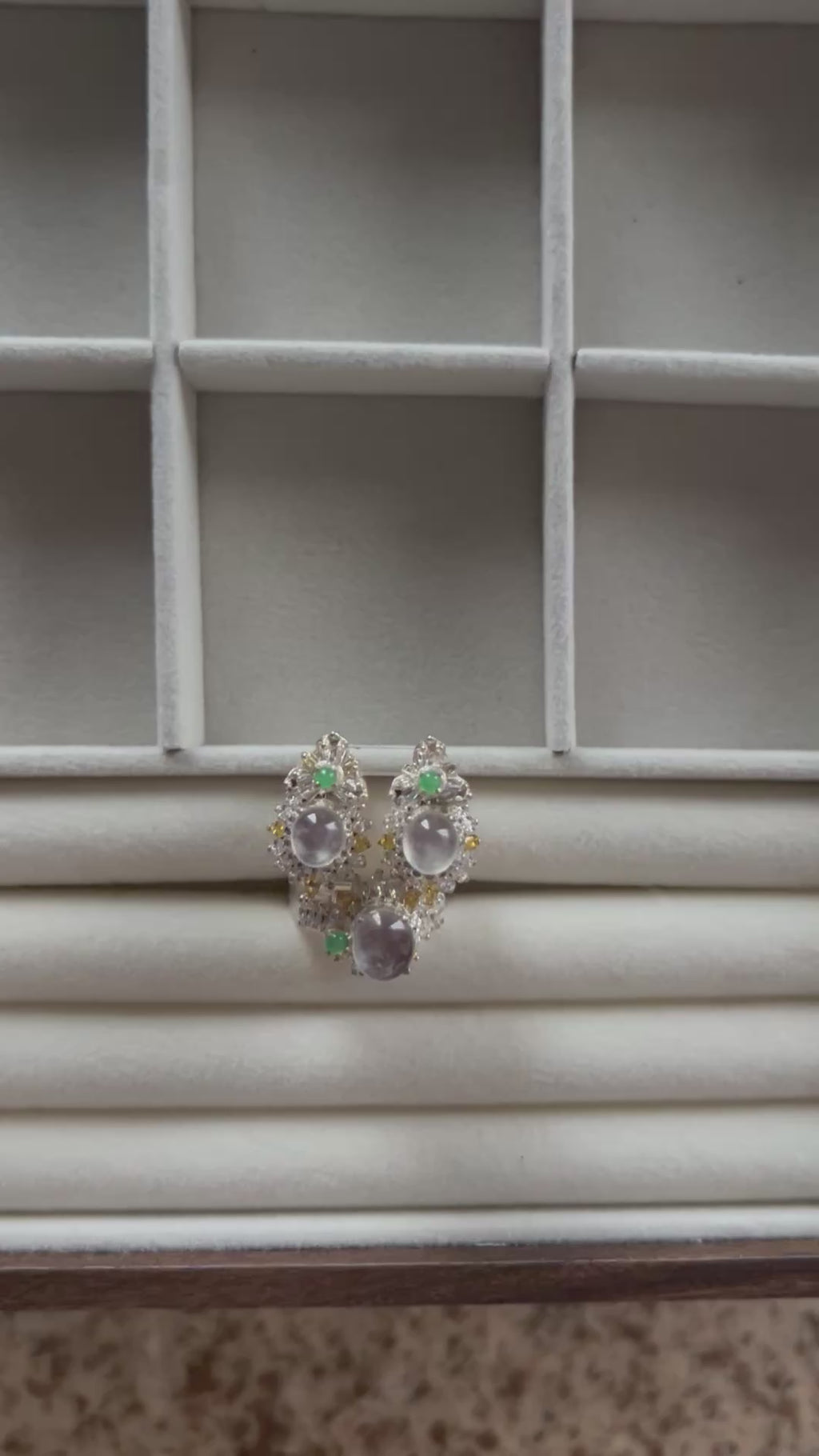 Certified Natural Icy Jadeite Type A Cabochon + Earring Set, with Temporary Setting