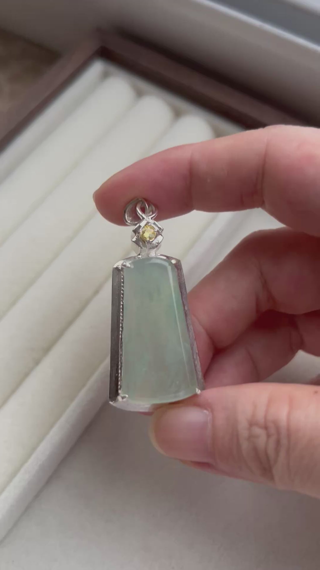 Certified Burmese Jadeite Type A Icy Green Blank Peace Pendant