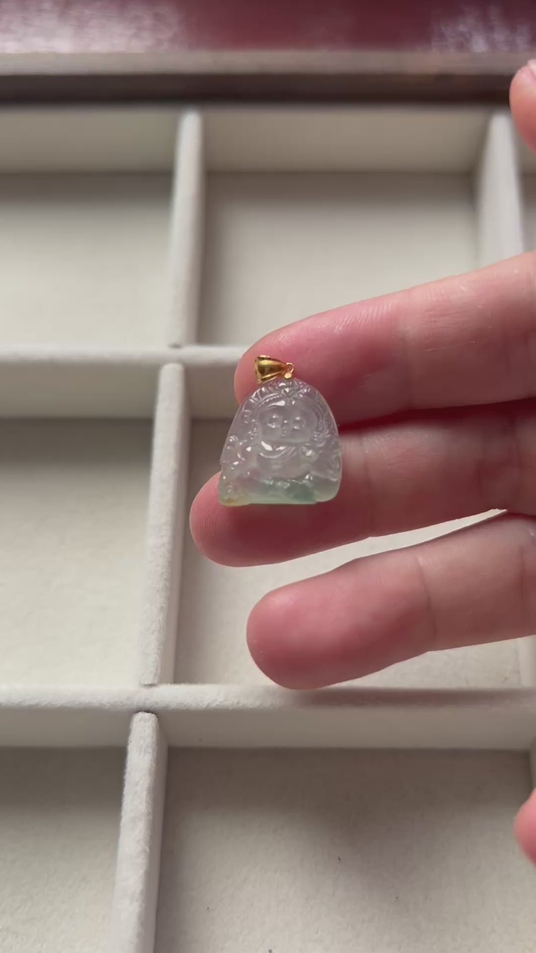 Certified Burmese Jadeite Type A | Icy Green and Yellow Baby Tara Jade Pendant with 18K Gold Bail